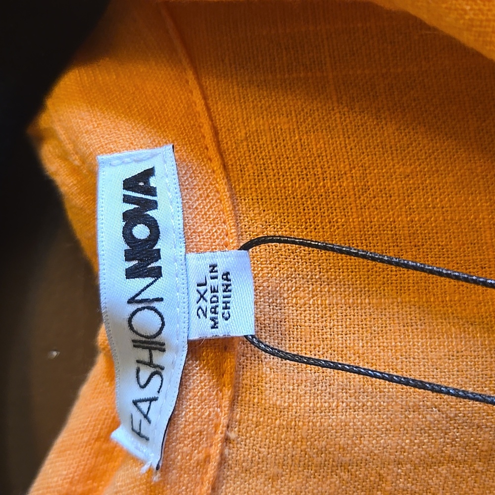 Fashion Nova-Orange long sleeved,collared,button down front shirt Sz 2XL NWT - Picture 4 of 10